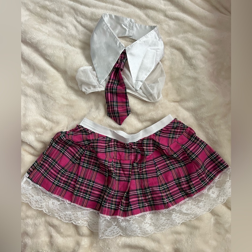 Pink and white school girl set